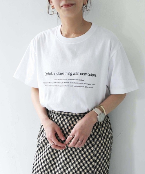 HER CLOSET（ハークローゼット）の「【shemoshelly】WEB限定EachdayロゴTシャツ（Tシャツ/カットソー・レディース・ブラック/ホワイト・S/M/L）」の3枚目の写真