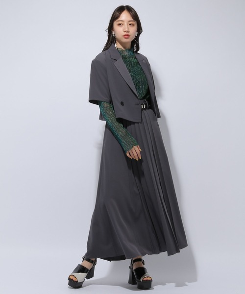 HARE（ハレ）の「ラメプリーツシアートップス(HARE)（Tシャツ/カットソー・レディース・ブラック/グリーン/オレンジ・FREE）」の7枚目の写真