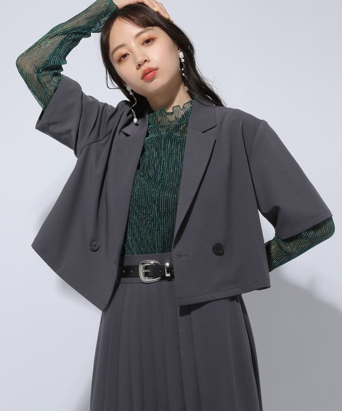 HARE（ハレ）の「ラメプリーツシアートップス(HARE)（Tシャツ/カットソー・レディース・ブラック/グリーン/オレンジ・FREE）」の12枚目の写真