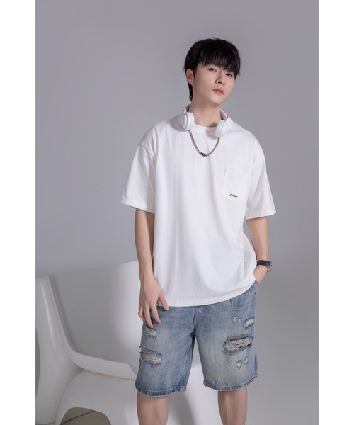 DEVICE（デバイス）の「【オリジナル】オーバーサイズ ポケット刺繍 コットン ビックシルエット 半袖 Tシャツ（Tシャツ/カットソー・レディース・ホワイト・FREE）」の20枚目の写真