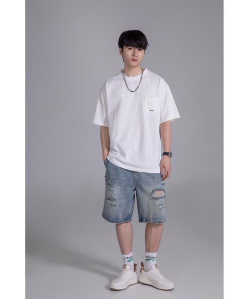 DEVICE（デバイス）の「【オリジナル】オーバーサイズ ポケット刺繍 コットン ビックシルエット 半袖 Tシャツ（Tシャツ/カットソー・レディース・ホワイト・FREE）」の22枚目の写真