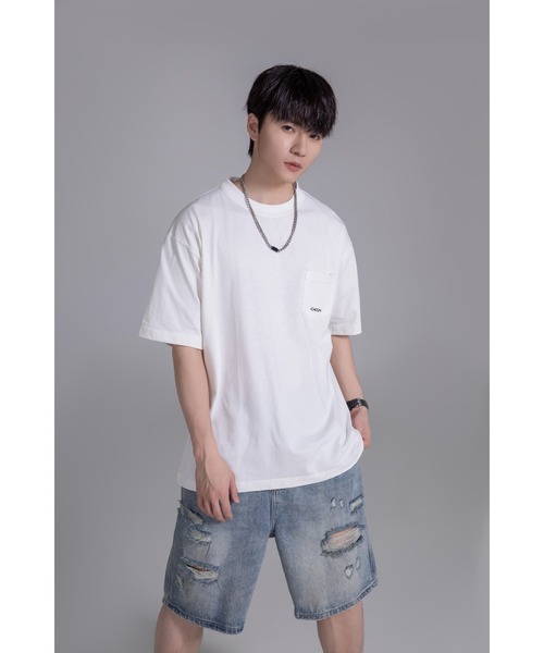 DEVICE（デバイス）の「【オリジナル】オーバーサイズ ポケット刺繍 コットン ビックシルエット 半袖 Tシャツ（Tシャツ/カットソー・レディース・ホワイト・FREE）」の19枚目の写真