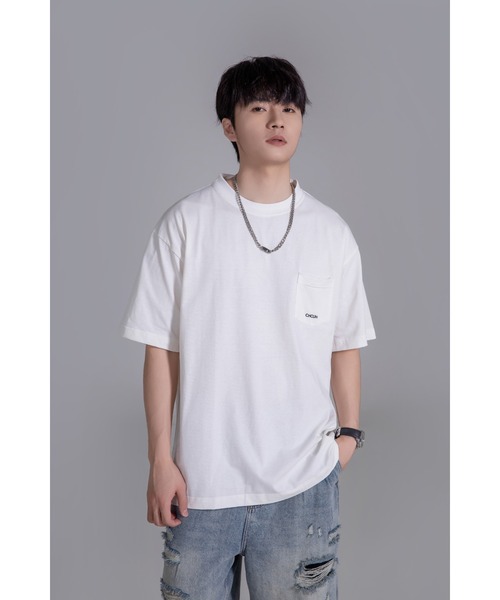 DEVICE（デバイス）の「【オリジナル】オーバーサイズ ポケット刺繍 コットン ビックシルエット 半袖 Tシャツ（Tシャツ/カットソー・レディース・ホワイト・FREE）」の18枚目の写真