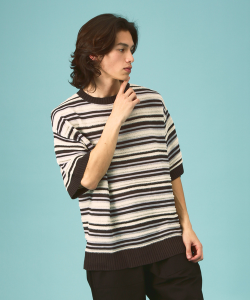 ランダムボーダーサマーニット/ユニセックス（ニット/セーター）｜Revo.（レボ）