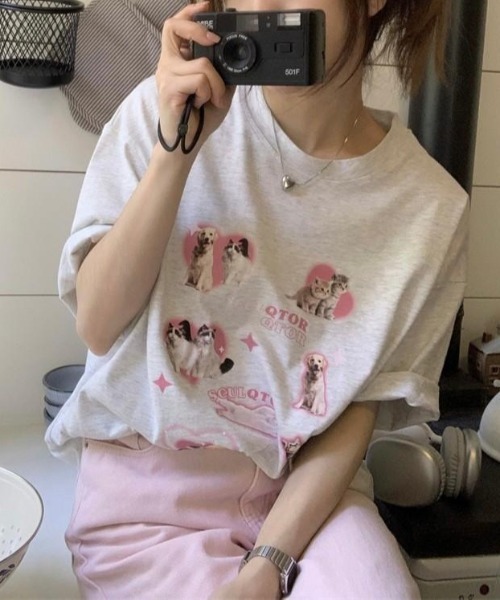 almo（アルモ）の「ハートイヌネコＴシャツ(BQ)（Tシャツ/カットソー・レディース・アイボリー/ホワイト・FREE）」の19枚目の写真