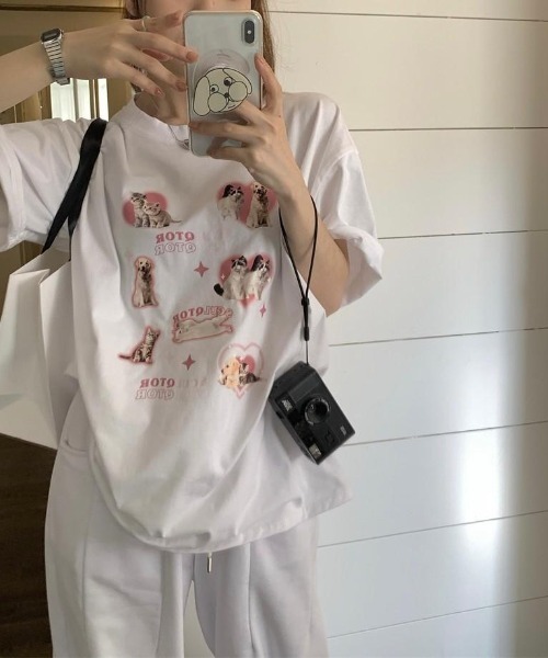 almo（アルモ）の「ハートイヌネコＴシャツ(BQ)（Tシャツ/カットソー・レディース・アイボリー/ホワイト・FREE）」の17枚目の写真