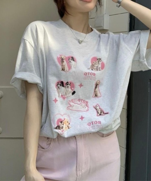 almo（アルモ）の「ハートイヌネコＴシャツ(BQ)（Tシャツ/カットソー・レディース・アイボリー/ホワイト・FREE）」の15枚目の写真