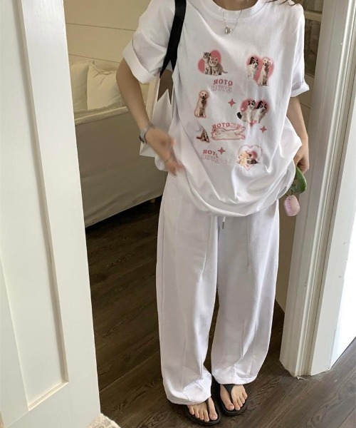 almo（アルモ）の「ハートイヌネコＴシャツ(BQ)（Tシャツ/カットソー・レディース・アイボリー/ホワイト・FREE）」の18枚目の写真