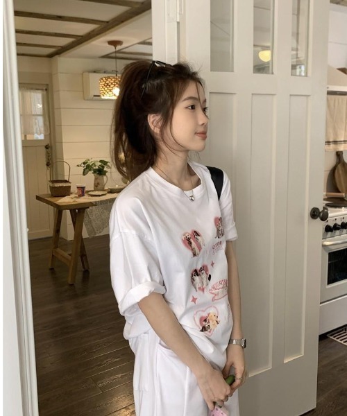 almo（アルモ）の「ハートイヌネコＴシャツ(BQ)（Tシャツ/カットソー・レディース・アイボリー/ホワイト・FREE）」の8枚目の写真