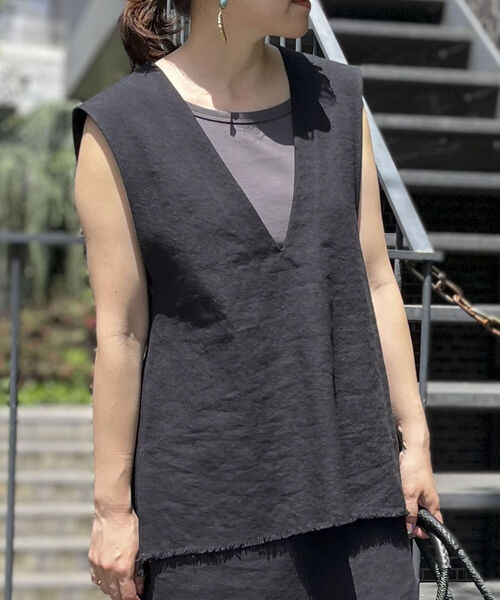 NOLLEY’S(ノーリーズ)の「《手洗い可能》コットンリネンベスト(ベスト・レディース・ベージュ/ブラック/ブラック系その他3・FREE)」の14枚目の写真