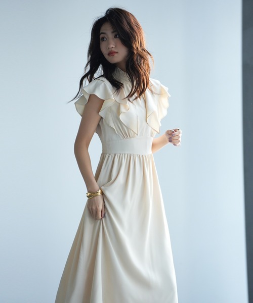正規品♡ 【SPRING】フリルワンピース♡オフホワイト SAISON DE PAPILLON（セゾンドパピヨン）の「フリルカラーロング