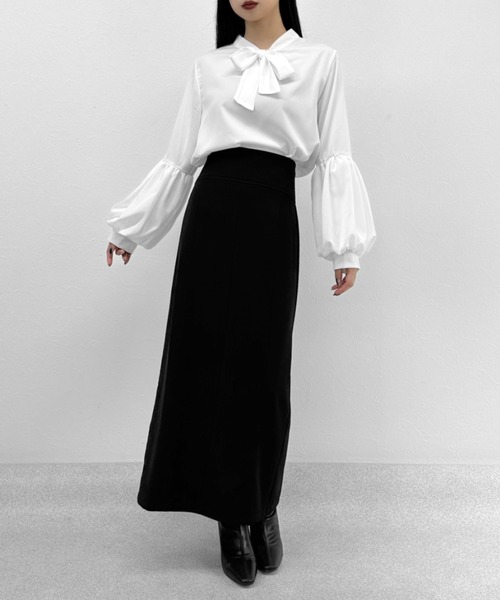 LVEU.（ラブユ.）の「【ZOZOTOWN限定】Volume sleeve bowtie blouse / ボリュームスリーブボウタイブラウス（シャツ/ブラウス・レディース・ホワイト/ブラック・FREE）」の12枚目の写真