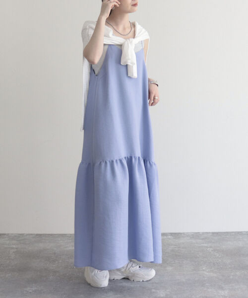 fredy emue（フレディエミュ）の「【fredyemueフレディエミュ】ラメ切替ギャザーキャミワンピース（ワンピース・レディース・ベージュ/ブラック/サックスブルー・38）」の7枚目の写真