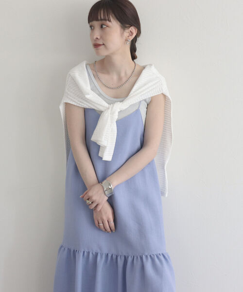 fredy emue（フレディエミュ）の「【fredyemueフレディエミュ】ラメ切替ギャザーキャミワンピース（ワンピース・レディース・ベージュ/ブラック/サックスブルー・38）」の8枚目の写真