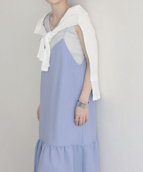 fredy emue（フレディエミュ）の「【fredyemueフレディエミュ】ラメ切替ギャザーキャミワンピース（ワンピース・レディース・ベージュ/ブラック/サックスブルー・38）」の11枚目の写真