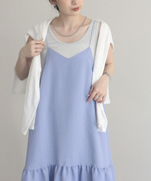 fredy emue（フレディエミュ）の「【fredyemueフレディエミュ】ラメ切替ギャザーキャミワンピース（ワンピース・レディース・ベージュ/ブラック/サックスブルー・38）」の12枚目の写真