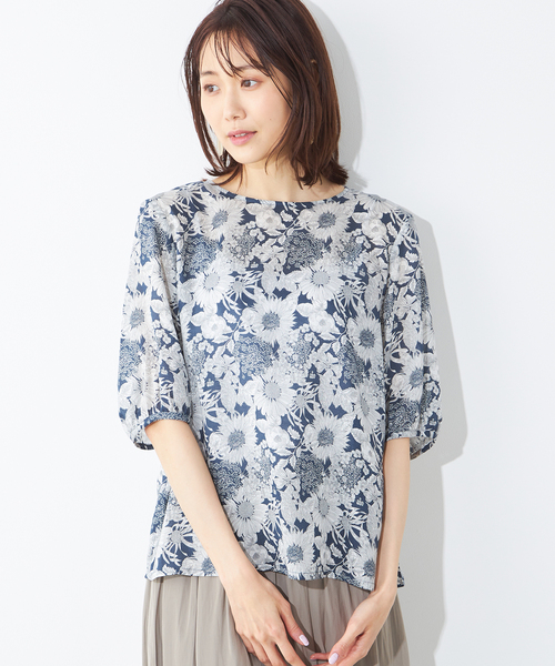 A/C DESIGN BY ALPHA CUBIC（エーシーデザインバイアルファキュービック）の「【リバティ】プリントパフスリーブプルオーバー（シャツ/ブラウス・レディース・ブルー/ネイビー・13号/9号/11号）」の7枚目の写真