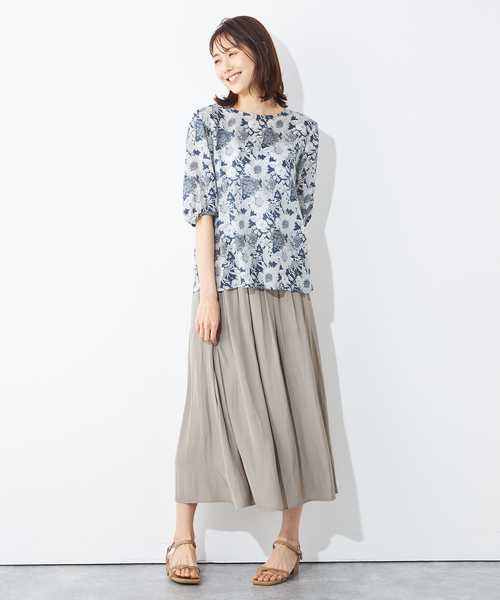 A/C DESIGN BY ALPHA CUBIC（エーシーデザインバイアルファキュービック）の「【リバティ】プリントパフスリーブプルオーバー（シャツ/ブラウス・レディース・ブルー/ネイビー・13号/9号/11号）」の8枚目の写真