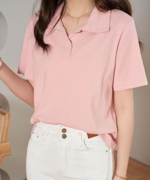 ECLIN（エクラン）の「半袖ポロ衿Tシャツ（Tシャツ/カットソー・レディース・ホワイト/ネイビー/ピンク/イエロー/ブルー・M/L）」の15枚目の写真