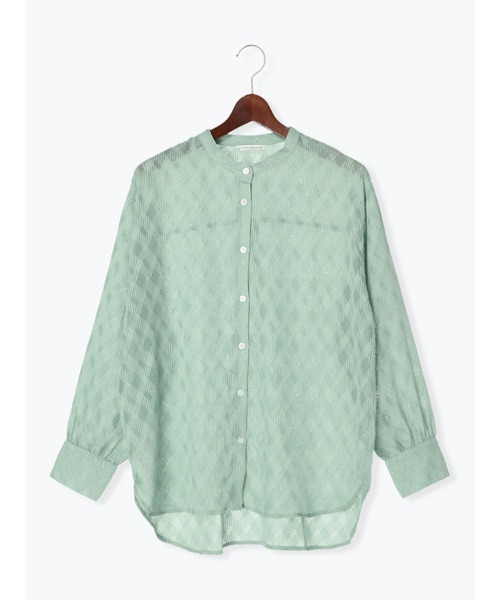 Te chichi TERRASSE（テチチテラス）の「シアージャカードシャツ（シャツ/ブラウス・レディース・グリーン/オフホワイト/ブラック・F）」の11枚目の写真
