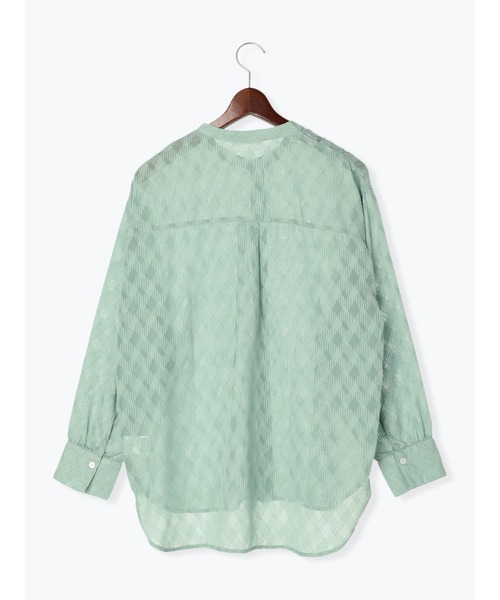 Te chichi TERRASSE（テチチテラス）の「シアージャカードシャツ（シャツ/ブラウス・レディース・グリーン/オフホワイト/ブラック・F）」の10枚目の写真