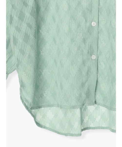 Te chichi TERRASSE（テチチテラス）の「シアージャカードシャツ（シャツ/ブラウス・レディース・グリーン/オフホワイト/ブラック・F）」の7枚目の写真