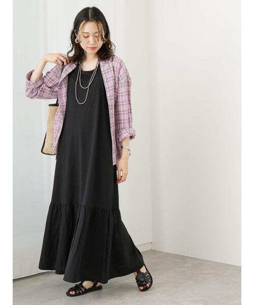 Samansa Mos2 blue（サマンサモスモスブルー）の「リネン混キャミワンピース（ワンピース・レディース・ブラウン/ベージュ/ブラック・F）」の19枚目の写真