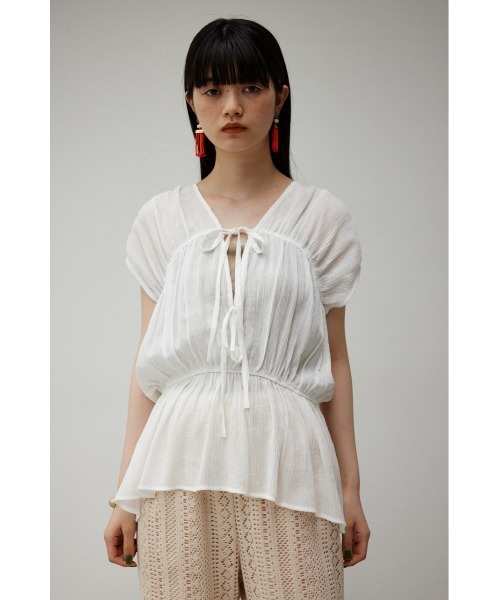 AZUL by moussy（アズールバイマウジー）の「GATHER PEPLUM BLOUSE