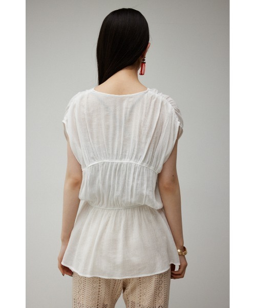 AZUL by moussy(アズールバイマウジー)の「GATHER PEPLUM BLOUSE/ギャザーペプラムブラウス(シャツ/ブラウス・レディース・オフホワイト/ブラック/オレンジ・SMALL/MEDIUM)」の9枚目の写真