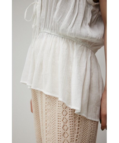 AZUL by moussy(アズールバイマウジー)の「GATHER PEPLUM BLOUSE/ギャザーペプラムブラウス(シャツ/ブラウス・レディース・オフホワイト/ブラック/オレンジ・SMALL/MEDIUM)」の12枚目の写真