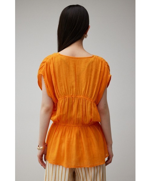 AZUL by moussy(アズールバイマウジー)の「GATHER PEPLUM BLOUSE/ギャザーペプラムブラウス(シャツ/ブラウス・レディース・オフホワイト/ブラック/オレンジ・SMALL/MEDIUM)」の18枚目の写真