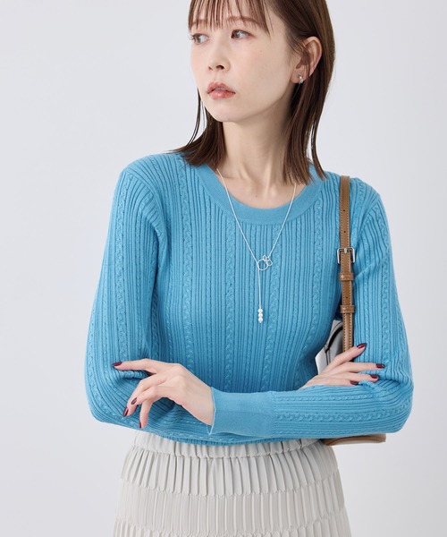 セール】洗濯機OK/BIO GRACEミニケーブルニットプルオーバー（ニット