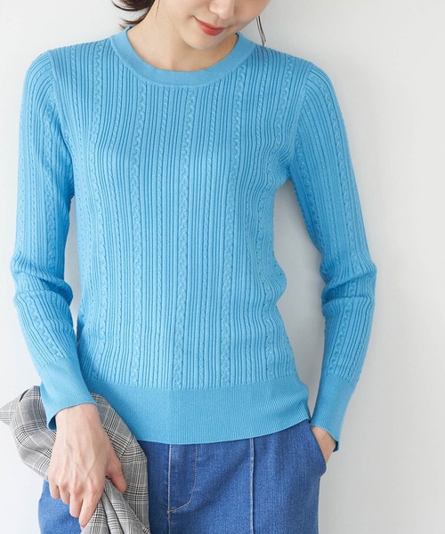 【フォロー割】 新品 MBE 総ロゴ ウール クルーネックニットプルオーバー 5 滝沢眞規子さん着用／洗える】ウールカシミヤ クルーネック ニット