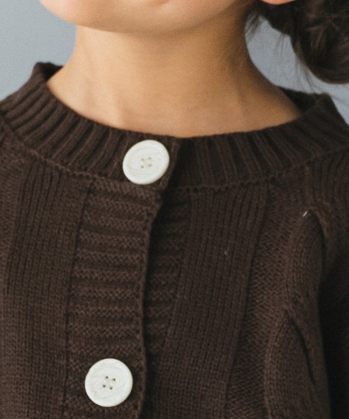 pairmanon（ペアマノン）の「【ママとおそろい】ニット ケーブル編み 丸首 カーディガン（カーディガン/ボレロ・キッズ・ブラウン/アイボリー/ベージュ・M/S/XS/L）」の9枚目の写真