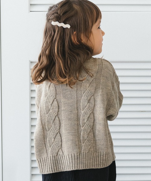 pairmanon（ペアマノン）の「【ママとおそろい】ニット ケーブル編み 丸首 カーディガン（カーディガン/ボレロ・キッズ・ブラウン/アイボリー/ベージュ・M/S/XS/L）」の8枚目の写真