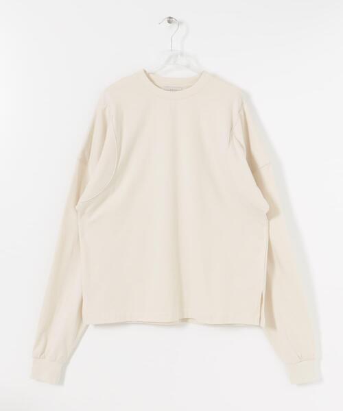 LAATO（ラート）の「PAD LONG TEE（Tシャツ/カットソー・レディース・オフホワイト/ブラウン/グレー・FREE）」の4枚目の写真