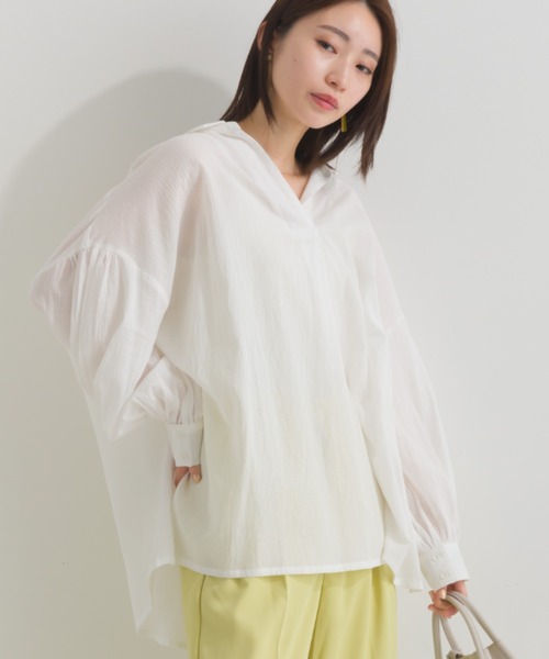 terrace(テラス)の「スキッパーシャツブラウス(シャツ/ブラウス・レディース・ブラック/グリーン/インディゴブルー/オフホワイト・MEDIUM)」の1枚目の写真