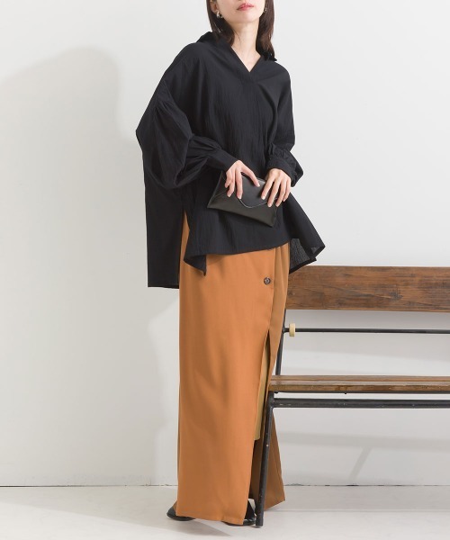 terrace(テラス)の「スキッパーシャツブラウス(シャツ/ブラウス・レディース・ブラック/グリーン/インディゴブルー/オフホワイト・MEDIUM)」の6枚目の写真