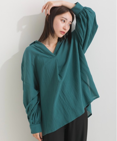 terrace(テラス)の「スキッパーシャツブラウス(シャツ/ブラウス・レディース・ブラック/グリーン/インディゴブルー/オフホワイト・MEDIUM)」の21枚目の写真