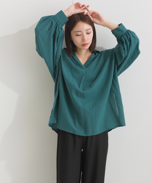 terrace(テラス)の「スキッパーシャツブラウス(シャツ/ブラウス・レディース・ブラック/グリーン/インディゴブルー/オフホワイト・MEDIUM)」の22枚目の写真