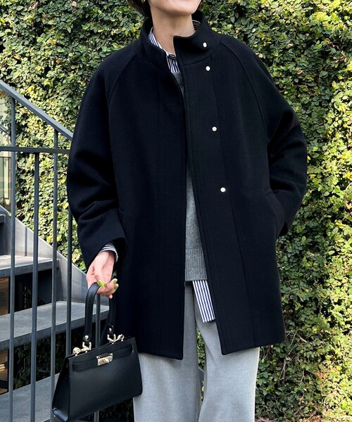 NOLLEY’S（ノーリーズ）の「PONTETORTO スタンドカラーコート（その他アウター・レディース・ブラック/アイボリー/ベージュ・FREE）」の4枚目の写真