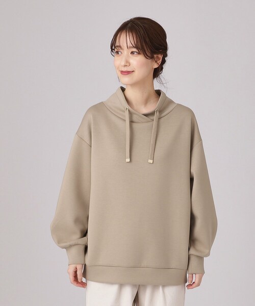 DRESKIP(ドレスキップ)の「◆【体型カバー】なめらかタッチ もちさら抜け衿トップス(スウェット・レディース・ピンク系/サンドベージュ/ブルー/ライトグレー/ブラック・04/02/03)」の7枚目の写真