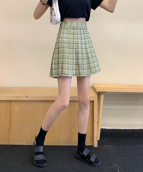 ELFSACK スカート ハイウエスト チェック柄 熊 ELFSACK スカート ハイウエスト チェック柄 熊 (ELF SACK
