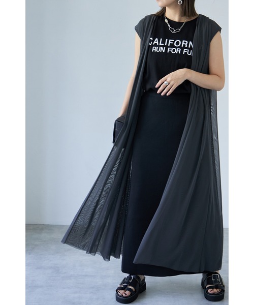 each（イーチ）の「チュールロングジレ（その他トップス・レディース・ブラック/チャコールグレー・FREE）」の17枚目の写真