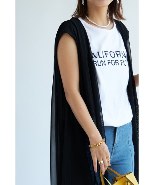 each（イーチ）の「チュールロングジレ（その他トップス・レディース・ブラック/チャコールグレー・FREE）」の6枚目の写真