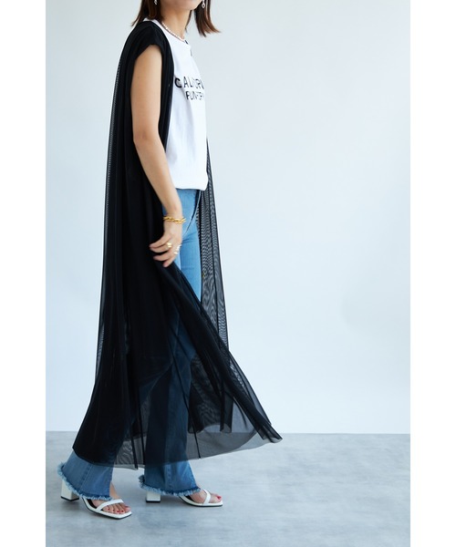 each（イーチ）の「チュールロングジレ（その他トップス・レディース・ブラック/チャコールグレー・FREE）」の10枚目の写真