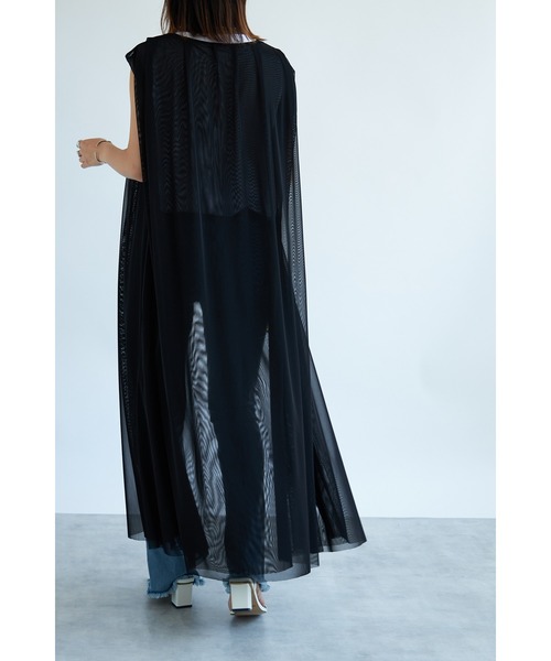 each（イーチ）の「チュールロングジレ（その他トップス・レディース・ブラック/チャコールグレー・FREE）」の5枚目の写真