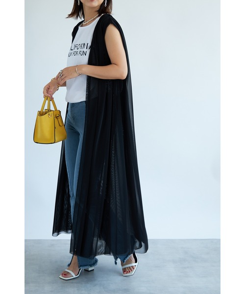 each（イーチ）の「チュールロングジレ（その他トップス・レディース・ブラック/チャコールグレー・FREE）」の9枚目の写真