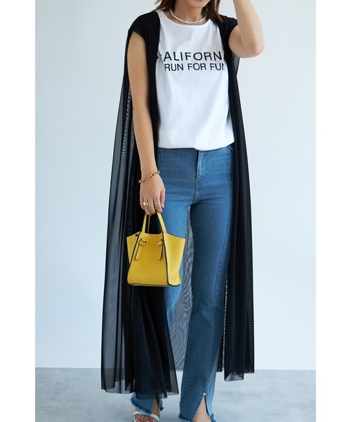 each（イーチ）の「チュールロングジレ（その他トップス・レディース・ブラック/チャコールグレー・FREE）」の3枚目の写真