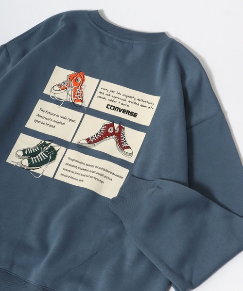 CONVERSE(コンバース)の「CONVERSE/コンバース オーバーサイズ 裏起毛 ワンポイントロゴ バックプリント サガラ刺繍 スウェット トレーナー レディース メンズ トップス(スウェット・レディース・オートミール/ブラック系その他/グレイッシュベージュ/オフホワイト/ブルーグリーン/スミクロ/ブルー系その他/グリーン/ブラック系その他2/アッシュグレー/スモークピンク/ダークグリーン/ブラック系その他3/ブラウン/グレー系その他/ネイビー/ブラック系その他4・L/LL/M)」の15枚目の写真